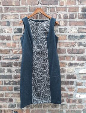 Chico's Sequin Lace Panel Sheath Dress Size 1 Gray Sleeveless Holiday Party Nigh